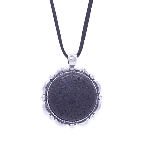 ZARZAMORA Colgante Flor Étnica Piedra Volcánica Natural Cordón