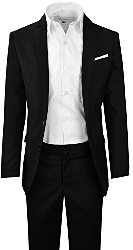 Black n Bianco Signature Boys' Slim Fit Suit in Black Size 2 - Thumbnail 5