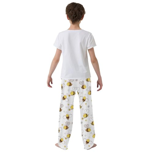 ZZXXB Bee Flowers Boys Long Pants Soft Trousers Elastic Waist Kids Lounge Bottoms with Pockets S-XL3