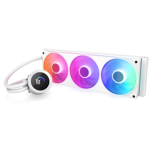 NZXT Kraken Plus 360 RGB – AIO CPU Liquid Cooler – 360mm Radiator – F360 RGB Core Single Frame Fan – Customizable 1.54" Square LCD – AMD® AM5, AM4 – Intel® LGA 1851/1700, 1200/115X – White by NZXT - Image 3