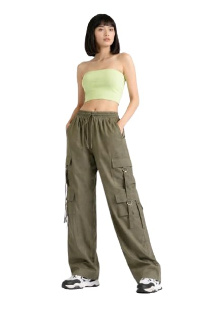 Women's Korean Style Cargo Pants Wide Leg Baggy Trousers High Waist Multi-Pocket Utility Pants Casual Streetwear Cargo Bottoms for Women-picture-32