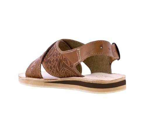 Cowboy Professional Mens 005 Light Brown All Real Leather Mexican Buckle Huaraches Open Toe4