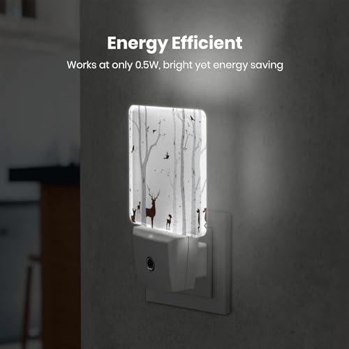 Image of Night Light Plug-in Dusk to Dawn Smart Sensor White Led Nightlight for Bedroom Bathroom Kitchen Hallway Stairs Energy Efficient Decor Desk Lamp