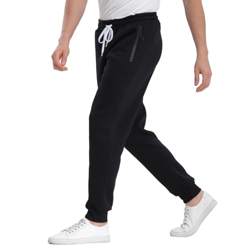 Mens Fleece Joggers Sweatpants,3 Pack Sweat Pants with Zipper Pockets Athletic Workout Gym Joggers for Men(2X-Large) — view 2