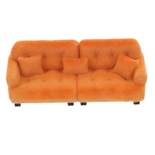 DIYEAH Canapé Miniature pour Maison De PoupéE 1:30 avec Coussins Meuble Miniature Floqué Marron DéCoration De Mini Meubles pour Salon De Petite Maison