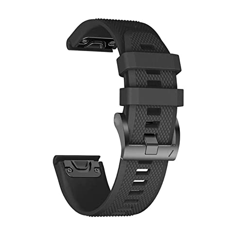 Bracelet de rechange en silicone pour montre intelligente Garmin Fenix ​​6 6S 6X Pro 5 5X Plus 3 3 HR Forerunner 935 (couleur : noir, taille : 26 mm)