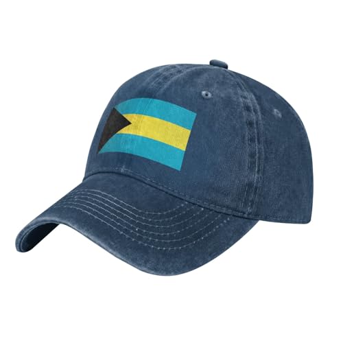 YYHHAOFA Casquette de baseball de cowboy noire avec drapeau des Bahamas en coton réglable pour homme et femme, respirante et élégante, bleu marine, Taille unique