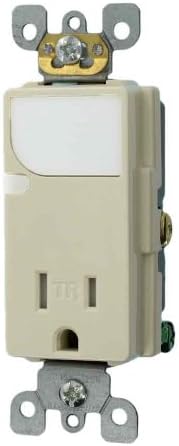 Leviton T6525-A 15-Amp 125V AC Combination Decora Tamper Resistant Receptacle with LED Guide Light, Almond