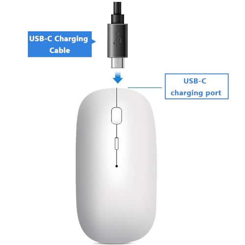 Wireless Mouse Bluetooth 5.2 & 3.0 + USB & USB-C 2.4 GHz Receiver- Rechargeable Mice for Macbook Pro/Air/iPad/Laptop/Chromebook/Computer/Android tablet Compatible with TypeC & usb Port Devices - Image 5