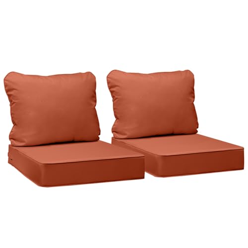 Image of AAAAAcessories Outdoor Deep Seat Cushions, Waterproof, Fade-Resistant Patio Furniture Replacement Cushions, Set of 2, 24 inch x 24 inch x 5 inch, Rust