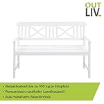 OUTLIV. Landhaus Gartenbank Akazienholz Weiß
