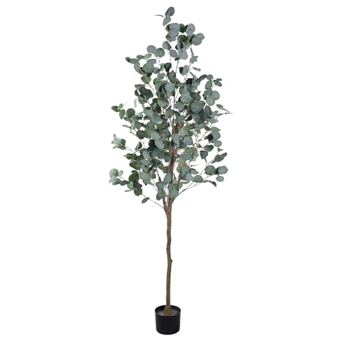 Image of Artificial Eucalyptus Tree, 6FT Tall Faux Eucalyptus Tree, Artificial Plants with Realistic Trunk and Lifelike Leaves for Home Office Decor 6FT Fake Eucalyptus Tree for Home House Office Decor.