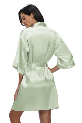 Image of Women's Pure Short Silky Robes Bridesmaid Bride Party Satin Robes Sleepwear