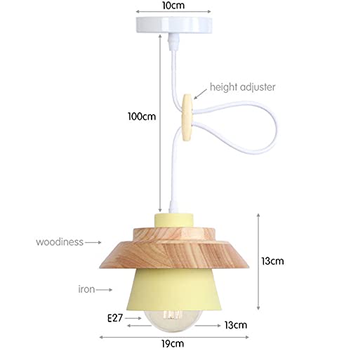 Candelabro de hierro con grano de madera E27 para techo de cocina 6