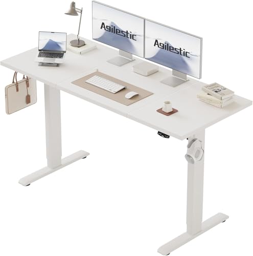 Agilestic Höhenverstellbarer Schreibtisch 150 x 60 cm, Stabiler Schreibtisch Höhenverstellbar Elektrisch mit Memory-Handsteuerung, Ergonomischer Steh-Sitz Tisch Computertisch, Weiß