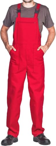 ProWear Arbeitslatzhose Herren Arbeitshose Latzhose, Rot, Gr.- XL