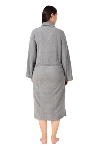 Image of Men's Bath Robe Full Sleeve Cotton Bathrobe | Soft, Light, Compact & Highly Water Absorbent - Suitable for Birthday /Anniversary /Diwali /Couple /wedding Gift | 250 GSM |Grey