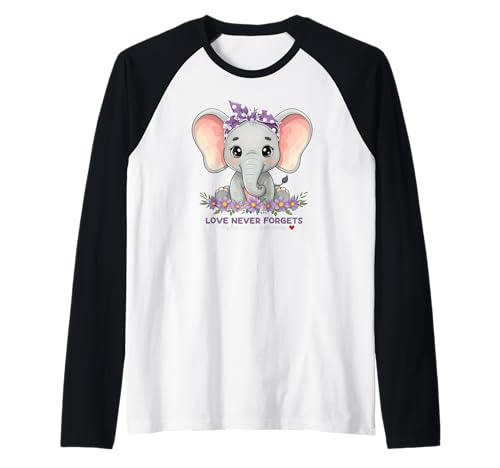 El amor nunca olvida el elefante de conciencia sobre el Alzheimer Camiseta Manga Raglan
