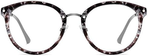 SOJOS Retro Round Blue Light Glasses for Women Computer Glasses Big TR90 Eyewear Frame SJ9001, Grey Tortoise Frame 0.00 x