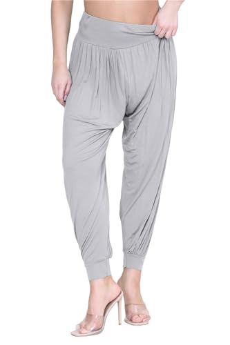 Pantalones Hareem gris talla 48 50 holgados Ali Baba largos con puños confortables para mujer