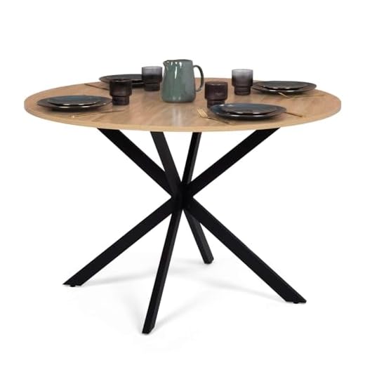IDMarket - Table à Manger Ronde Alix 6 Personnes Pied araignée Bois et Noir 110 cm
