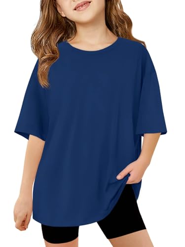 Image of Haloumoning Girls Short Sleeve T-Shirts | Kids, Summer,Girls shirts,Oversized t shirts,Girls T-Shirts,Oversized Tops, Casual Crewneck, Basic Tees 5-14Y
