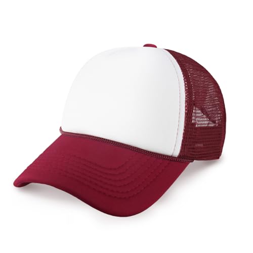 Image of CHOK.LIDS Classic Foam Trucker Hat Summer Mesh Rope Cap Solid Two Toned Blank Hat Mens Womens Adjustable Strap Light Weight