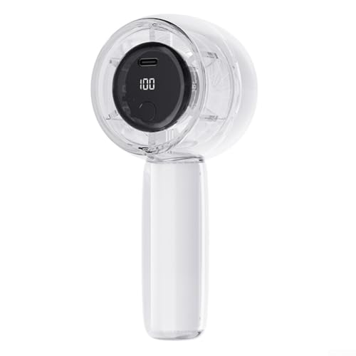 Ventilador turbo portátil de mano con pantalla digital LED, control de 100 velocidades, recargable por USB, luz colorida, alta velocidad 12000 RPM para uso en interiores y exteriores (blanco)