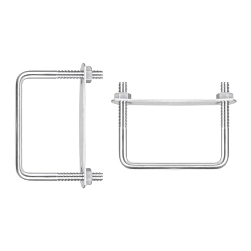 Image of DTGN M8x80x70mm(ThreadxWxL) Square U Bolt - 2Pack - Good for Trailer Pipe Replacement Parts - 304 Stainless Steel U Shape Bolts