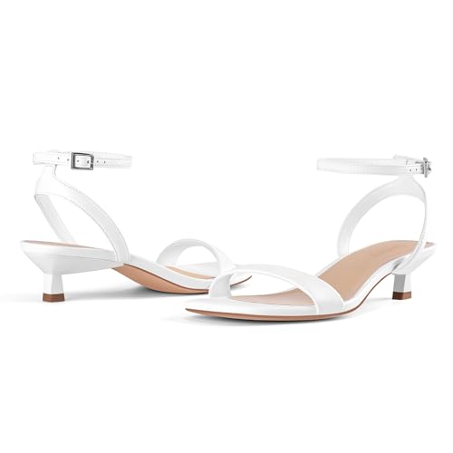 Image of Women Kitten Heel Sandals Ankle Strap Heeled Sandals Square Open Toe Dress Party Shoes
