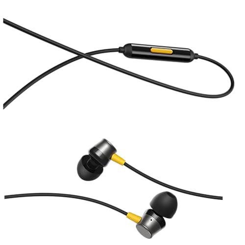 Image of realme Buds 3 Wired in-Ear Earphones with Mic | 9mm Dynamic Driver | Deep Bass | Branded Tangle-Free Braided Cable | Single Button Control | 3.5mm Jack | 6 Months Warranty (Black Color)