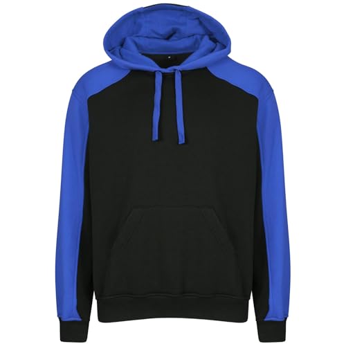 Adults Unisex Team Hoodie Mens Womens Heavyweiht Fleece Pullover Lined Hood (Black-Royal, M)