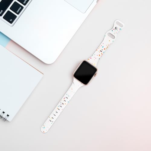 Image of Thin Slim Band Compatible with Apple Watch 38mm 40mm 41mm 42mm 44mm 45mm 46mm 49mm, Narrow Replacement Soft Silicone Sport Strap Wristbands for iWatch Series 11 /10 /9 /8 /7 /6 /5 /4 /3 /2 /1 Ultra SE Women Men