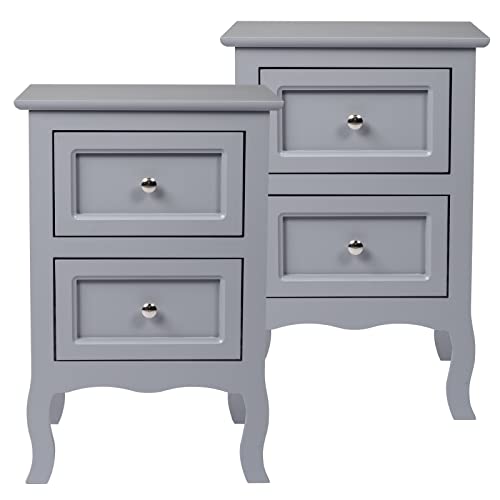 Karl home Nightstand Farmhouse End Side Table Set of 2 Bedside