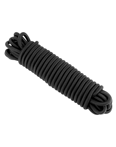 QWORK Cuerda elástico Negro - 8 mm x 10 m - para sujeción de Cargas, Actividades al Aire Libre y Bricolaje