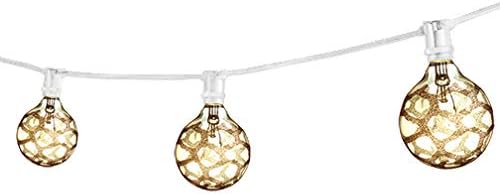 Bulbrite 25 ft, 15-Socket (E12) Decorative String Light Kit with Amber Marble Incandescent (G16.5) Light Bulbs, 25 Watt, White