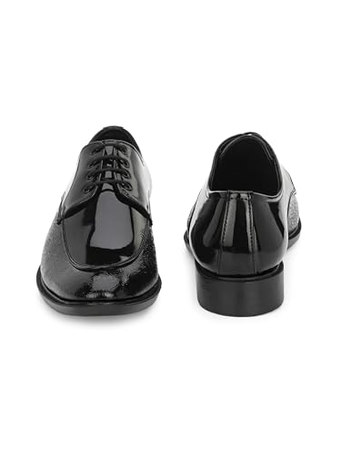Image of STANPHORD Men Formal Derby Shoes | Textured Patent Leather Lace-Up | Cushioned Insole | Office Business Lightweight Dress Shoes (TPAL 7222)
