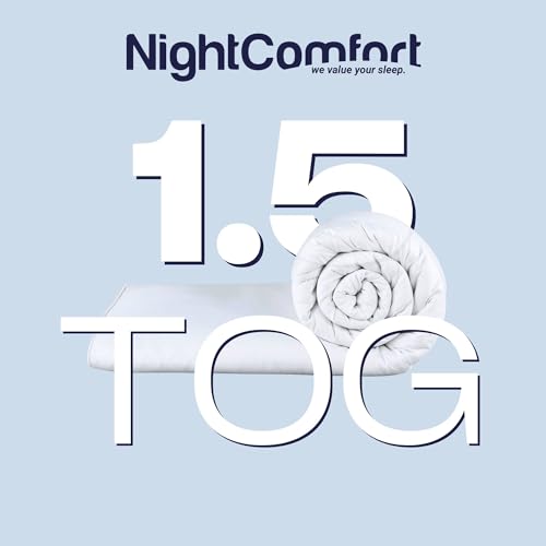 Night Comfort Summer Cool 1.5 Tog Anti-Allergy Single Duvet - Breathable Premium Microfibre Cover with Lightweight Hypoallergenic Hollowfibre Filling Bedding Quilt - (200cmx135cm, White)