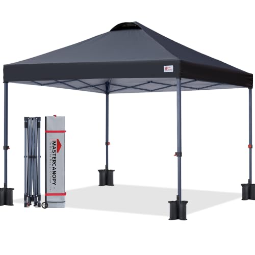 Image of MASTERCANOPY 10x10 Durable Pop Up Canopy Tent with Roller Bag, Black