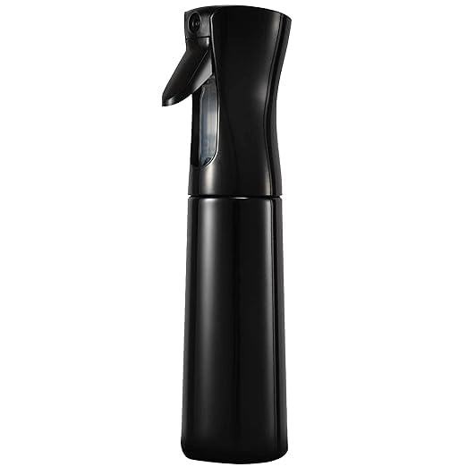 Mist Spray Refillable Spray Bottle 350ml – Continuous 360° Face & Makeup Sprayer, Pressurized Mister for Gardening, Salon, Barber, Ironing – Black (Pack of 1)