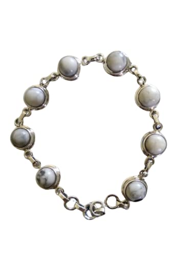 Howlite Bracelet, 925 Silver, White Turquoise Bracelet, Tennis Bracelet, White Buffalo Bracelet, Victorian Jewelry, Romantic Bracelet, White Marble Bracelet, Bohemian Bracelet, Southwestern Bracelet