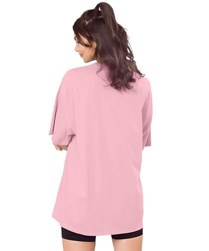 Image of SHODOX Women's Cotton Blend Oversized Drop Shoulder Solid T-Shirt(Pack of 1)