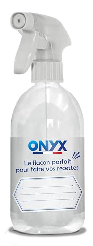 Onyx - Flacon Pulvérisateur Vide Rechargeable 500 mL avec Étiquette Inscriptible et Indicateur de Dosage - Spray Multi-Usages pour Produits Ménagers,...