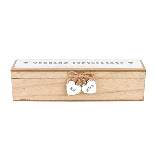 Widdle Gifts Wedding Certificate Holder Natural Wooden Box with Hearts Mr and Mrs 1000, Beige - Image 2