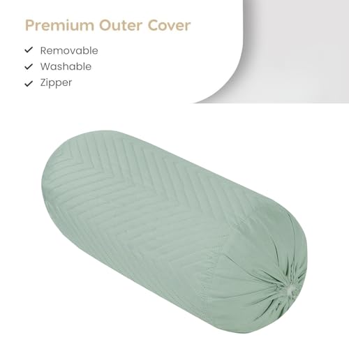 Image of RD TREND Glace Cotton Quilted Bolster Cover Size-16x32 Inches | Soft & Durable Cylindrical Pillow Cover for Bolster Pillow | Perfect for Sofa, Diwan,Couch & Bed Decor (Peista Green)