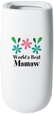 CafePress Custom Personalized Worlds Best Mamaw Grandma Personalized 10" Printed Porcelain Vase for Home Décor