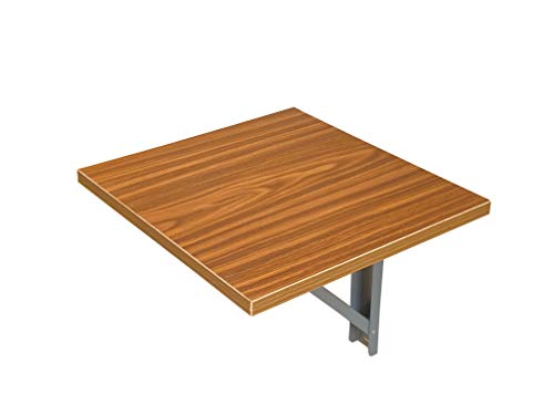 Image of Compal Wooden Wall Mounted Folding Coffee, Tea, Drop-Leaf Bed Side Table, Study Mini Table for Home, Living Room, Office Workstation Computer Side Desk, Trestle Desk (Walnut, Pack of 2)