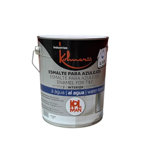 IPLISA Esmalte especial Azulejos para Cocina y Baños. Color Blanco Brillo. Base agua. IndustriasKolmerSA 4L