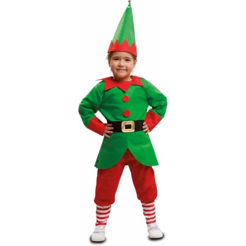 My Other Me - Disfarce infantil de Elfo com gorro, camisa com cinto e calças em vermelho e verde tamanho 3-4 anos. Perfeito para criar momentos mágicos no Natal