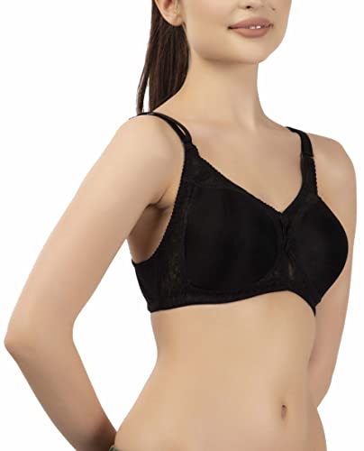Image of Women's Seamless Padded Bra | Full Coverage | Cotton Stretch Fabric and Nylon Lace | Broad Adjustable Straps